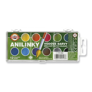 Vízfesték készlet, 12x22,5mm,festék gombokkal Brillant Anilinky Koh-I-Noor 12 klf. szín