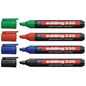 Edding 330 zöld alkoholbázisú permanent marker – műanyag, üveg, fém és fa feliratozására, 1–5 mm vágott hegy