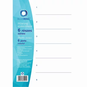 Elválasztólap, színes műanyag 6 részes Bluering®