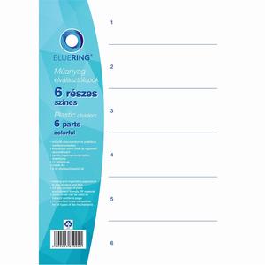 Elválasztólap, színes műanyag 6 részes Bluering® 