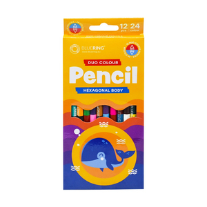 Színes ceruza készlet, kétvégű duocolor 12/24 szín Bluering® 24 klf. szín