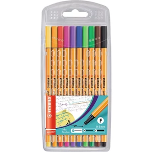 STABILO Point 88 tűfilc készlet 10 szín 0,4 mm rostirón színes jegyzeteléshez