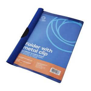 Gyorsfűző klip mappa A4, műanyag 30laphoz fém klippes Bluering® kék 