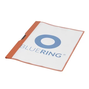 Piros Bluering A4 műanyag klip mappa fém klippel, fehér lapokkal megtöltve, 30 oldalnyi dokumentummal