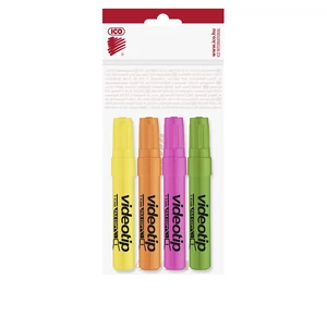 Szövegkiemelő szett 4 színben – ICO Videotip – 1-4mm – dokumentumok és jegyzetek kiemeléséhez