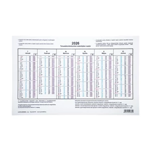 TB számfejtési naptár 2026 A.3516-38/2026 kóddal, bérszámfejtéshez, társadalombiztosítási elszámoláshoz és munkaidő-adatok áttekintéséhez könyvelőirodákban és céges adminisztrációban