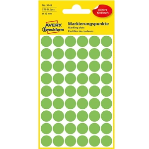 Etikett címke, o12mm, jelölésre, világos 54 címke/ív, 5 ív/doboz, Avery zöld
