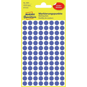Etikett címke, O8mm, visszaszedhető, 104 címke/ív, 4 ív/doboz, Avery indigó kék