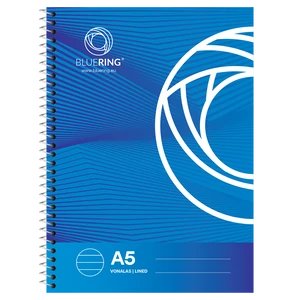 Bluering® spirálfüzet A5 méretben, 70 lapos, vonalas belsővel, fém spirálkötéssel
