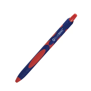 Bluering® F20 nyomógombos golyóstoll, piros testtel és gumírozott markolattal – 0,8 mm-es írásvastagság, piros tinta, ergonomikus és megbízható irodai használathoz