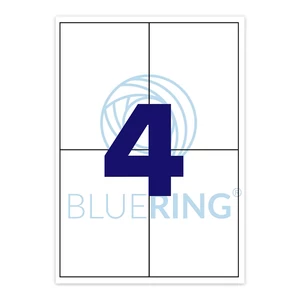 Bluering etikett címke 4 címke/lap elrendezéssel, csomagok, mappák és dokumentumok jelöléséhez