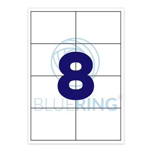 Bluering etikett címke 105x74 mm-es, A4 íven, 100 lapos csomagban, nyomtatható öntapadós címkézéshez