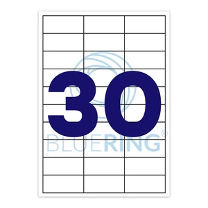 Bluering® öntapadó etikett címke 70×29,6 mm – 30 címke/lap, 100 lapos csomag, feliratozáshoz és rendszerezéshez