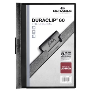 Durable Duraclip 60 A4 fekete – dokumentum mappa rugalmas acél klippel, prezentációkhoz és iratrendezéshez