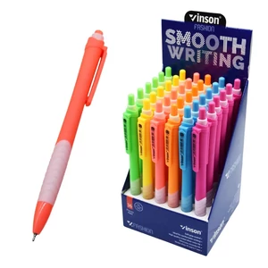 Vinson Fashion C4 nyomógombos golyóstoll 0,7 mm – vegyes színű display kiszerelés, 36 db toll egy tartóban