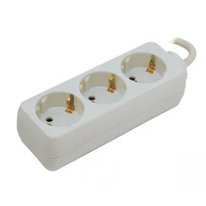 5 m kábelhosszú 3 aljzatos elosztó – asztali, fehér kialakítás