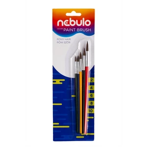 Ecset készlet festett fa nyéllel 5 db/csomag, Nebulo
