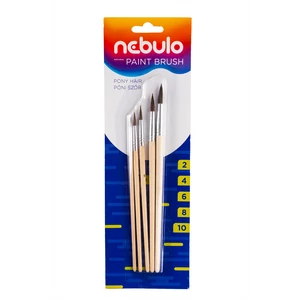 Nebulo ecsetkészlet 5 db natúr fa nyél 2-4-6-8-10 méret iskolai festéshez