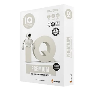 IQ Premium A4 másolópapír 100 g/m², 500 ív/csomag – prémium minőségű fehér papír nyomtatáshoz és fénymásoláshoz