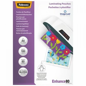 Fellowes® lamináló fólia A4 80 mikron fényes – 100 db/csomag, áttetsző laminálótasakok dokumentumok védelméhez