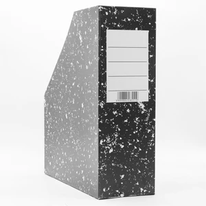 Fekete márvány-mákos karton iratpapucs, 9 cm-es gerinc,  A4 dokumentumok rendszerezéséhez