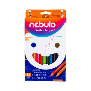 Színes ceruza készlet, háromszög vastag, Nebulo 12 klf. szín