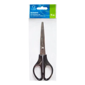 Olló 17cm, műanyag fekete nyél hegyes penge Bluering®