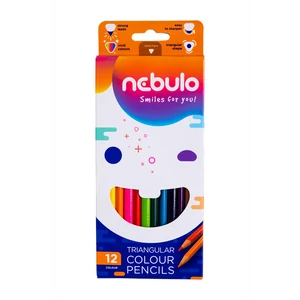 Nebulo háromszögletű 12 darabos színes ceruzakészlet, ergonomikus fogással, iskolához és kreatív rajzhoz