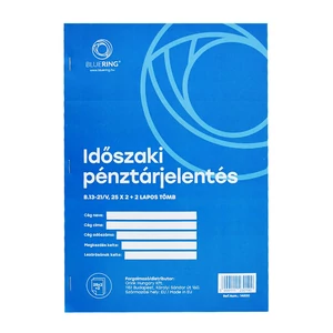Bluering® időszaki pénztárjelentés nyomtatvány A4 álló – B.13-21/VX, 25×2+2 lapos tömb; pénztári/kassza forgalom időszakos rögzítéséhez, irodai pénzügyi adminisztrációhoz