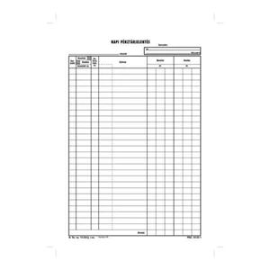 Pénztárjelentés nyomtatvány A4 – B.13-25/VX, 25×2+2 lapos tömb, napi pénztár elszámolás