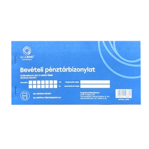 Bluering bevételi pénztárbizonylat 25 garnitúrás, 3 lapos B.318-102/A/V nyomtatvány, 40 db-os csomagban pénztári adminisztrációhoz
