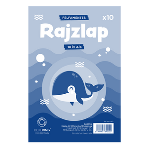 Rajzlap A4, félfamentes fóliázva Bálnás Bluering® 10 ív/csomag,