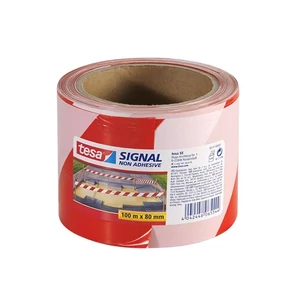 Tesa piros-fehér kordonszalag 80 mm x 100 m méretben területjelöléshez