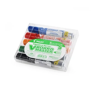 Pilot V-Board Master utántölthető táblamarker készlet 5 színben – 2,3 mm kerek hegy, medium whiteboard marker szett irodába és iskolába