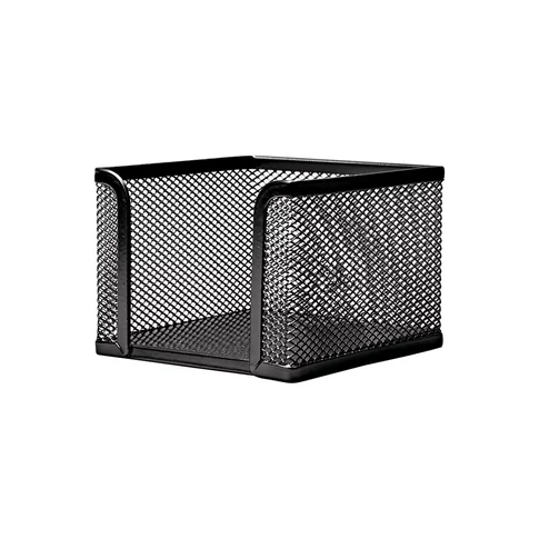 Fornax fekete fémhálós kockatömbtartó – asztali jegyzetkocka rendező modern irodai megjelenéssel