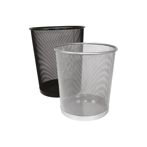 Fornax fémhálós papírkosár fekete színben, modern hálós kialakítással, tartós irodai szemetes