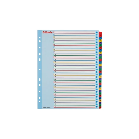 Elválasztólap, A4, Maxi regiszteres 1-31 laminált karton előlap 100210 Esselte 