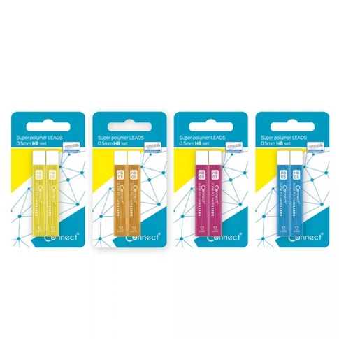 HB keménységű 0,5 mm ironbél mechanikus ceruzába – Connect, 24 darabos (2 tubus) csomag, mindennapi jegyzeteléshez