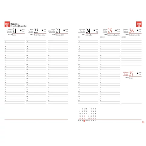 Tanári határidőnapló A5, műbőr 150mmx210mm, fehér lapokkal drapp 2026/2027 Realsystem