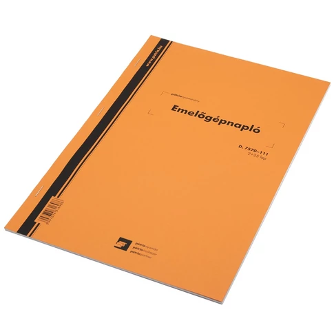 Emelőgépnapló A4 álló, 225 lapos - dokumentált üzemeltetés