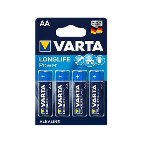 Varta Longlife AA LR06 alkáli elem 4 darabos csomagban, tartós energiaellátáshoz játékokhoz, távirányítókhoz és irodai eszközökhöz