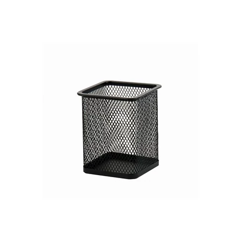 Fekete, szögletes alakú, fémhálós írószertartó pohár - irodába, otthonra