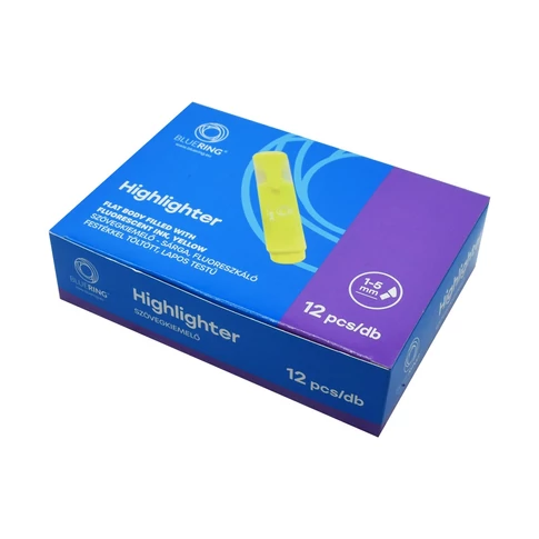 Szövegkiemelő lapos test Bluering® sárga - jól látható kiemelésekhez