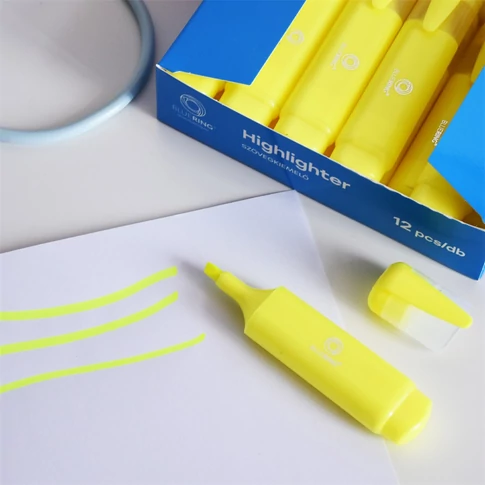 Szövegkiemelő lapos test Bluering® sárga - munkához és tanuláshoz