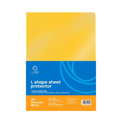 Sárga A4 L genotherm tasak – Bluering® 80 mikron, 25 db/csomag, irodai és iskolai használatra
