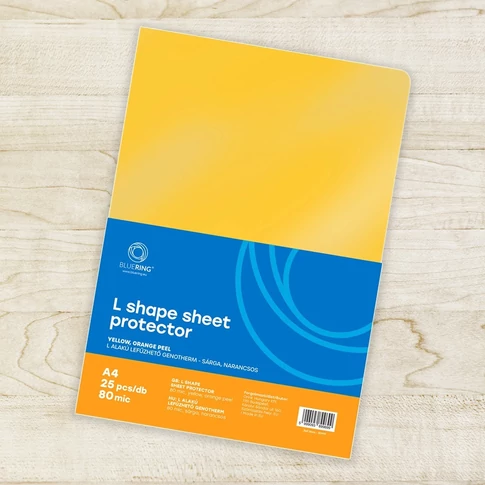 A4 dokumentumvédő L-tasak – Bluering® sárga 80 mikron genotherm, 25 db, rendszerezéshez
