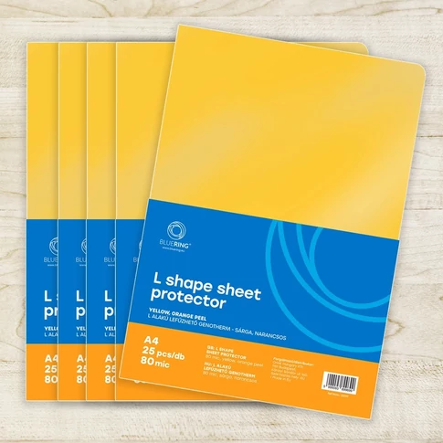 L alakú irattasak A4 – 80 micron sárga genotherm Bluering®, papírok gyors tárolására