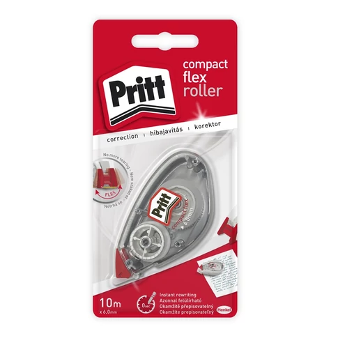 Pritt Compact Flex kompakt hibajavító roller irodai és iskolai használatra, 6 mm × 10 m javítószalaggal