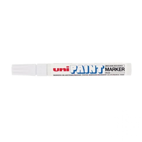 Fehér lakkfesték marker Uni PX-20 – erős fedésű, tartós íróeszköz 2–3 mm-es heggyel
