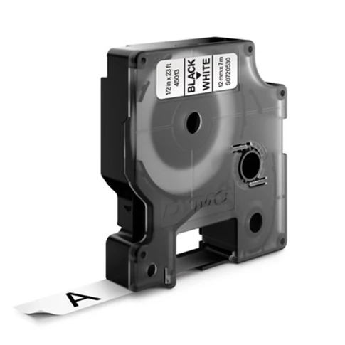 Dymo D1 eredeti feliratozószalag 12 mm × 7 m, fekete-fehér, S0720530/45013 – irodai és ipari használatra